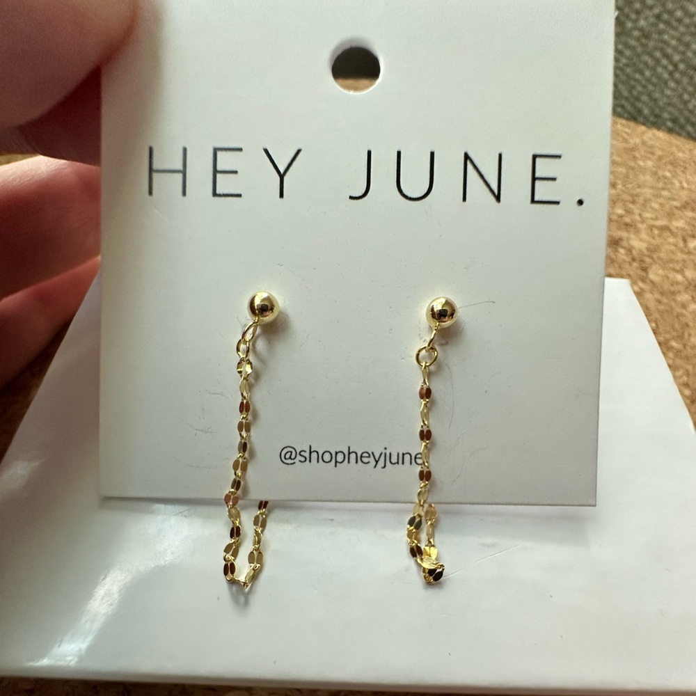 NEW IN BOX Hey June “Dressed to the Nines” Threader Earrings